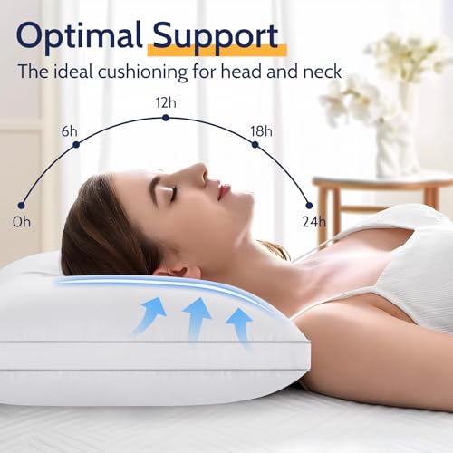 ROUMEA Pillows Queen Size Set of 2, Gusseted Bed Pillows for Sleeping 2 Pack, Luxury Hotel Quality, Supportive Queen Pillow with Soft Down Alternative for Back Stomach Side Sleepers, Machine Washable ROUMEA