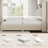 CIKUNASI 51.5" Queen Size Bed Frame with Tall Headboard and Storage | Velvet Upholstered Bed Frame with LED Lights & Charging Station | No Box Spring Needed Tall Footboard White CIKUNASI