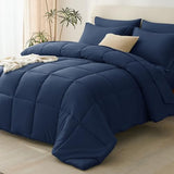 CozyLux King Size Comforter Set Navy Blue - 7 Pieces Bed in a Bag King, Okeo-Tex Certifited Bedding Set, All Season Soft Bed Set with Down Alternative Comforter, Sheets, Pillowcases & Pillow Shams CozyLux