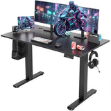 YDN Electric Standing Desk, Adjustable Height Stand up Desk, 48 x 24 Inches Sit Stand Home Office Desks, Black Frame/Black Top YDN