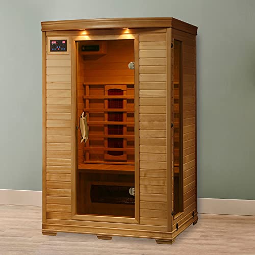 HeatWave BSA2406 2-Person Deluxe Ceramic Infrared Sauna, 1-2, Hemlock - WoodArtSupply