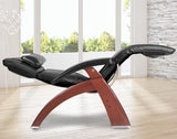 Perfect Chair Human Touch PC-420 Classic Manual Plus Zero Gravity Recliner, Black Vegan SoftHyde Vinyl, Extended Armrests, Solid Wood Stain Base (Walnut Wood Stain Base)