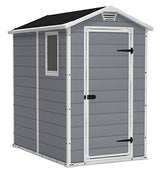 Keter Manor 4x6 Resin Outdoor Storage Shed Kit-Perfect to Store Patio Furniture, Garden Tools Bike Accessories, Beach Chairs and Lawn Mower, Grey & White KETER