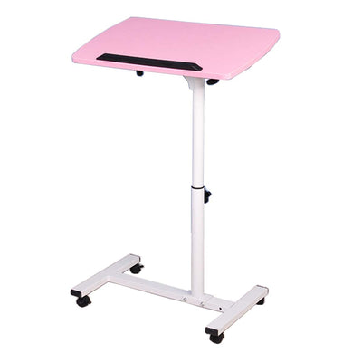 Qiveno Mobile Laptop Table, Small Standing Desk, Angle & Height Adjustable Rolling Laptop Desk Cart Over Bed Table for Home Office (Pink)