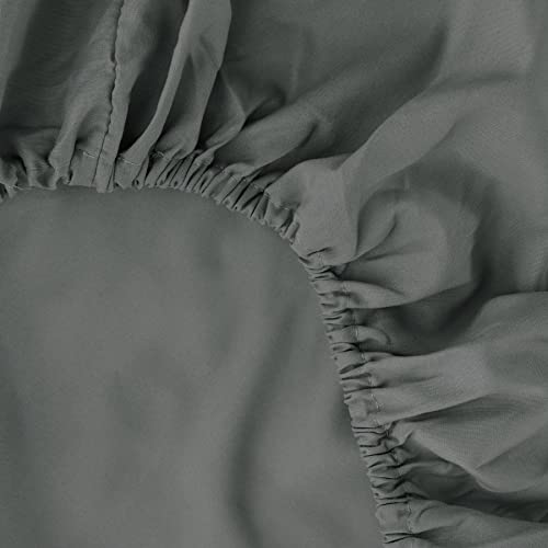 Ghooss Full Size Fitted Sheet Soft,Single Fitted Deep Pocket Sheet,Wrinkle,Fade and Stain Resistant,1 Pack,Dark Gray Ghooss