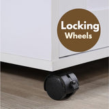 Hodedah Kitchen Island with Spice Rack, Towel Rack & Drawer, White with Beech Top, 15.5 x 35.5-44.9 x 35.2 inches Hodedah