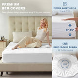 BEDLORE Full Size Waterproof Mattress Protector Viscose Derived from Bamboo, Soft Mattress Cover Fitted with Deep Pocket 6"-15", Breathable Noiseless Mattress Pad, Machine Washable(White) BEDLORE