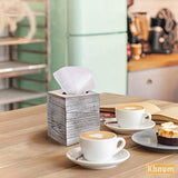 White Barnwood Tissue Box Cover: 2 Pack Tissue Box Holder Includes Slide-Out Bottom Panel, Stylish Tissue Box Cover Square Perfect for Farmhouse Bathroom Decor Khnum