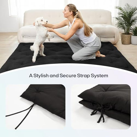 Syrinx Water Resistant Japanese Futon Mattress, Full Size 75"x54", 2.5 Inch Thick Japanese Floor Mattress Tatami Mat, Foldable Floor Bed Sleeping Pad for Dormitory Guest Room Camping Syrinx