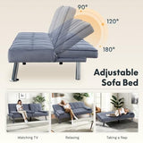FLEXISPOT XCT3 Futon Sofa Bed with USB & Type-C Charging Port, Convertible Sleeper Couch with Adjustable Backrest, Folding Loveseat for Small Space, Living Room, Guest Room, Apartment (Velvet, Gray) FLEXISPOT