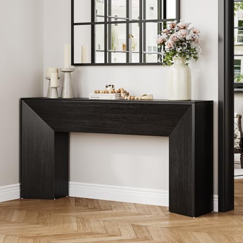 LITTLE TREE Console Table for Entryway, 63 Inches Extra Long Black Wooden Sofa Table for Living Room, Modern Hallway Foyer Table for Entrance, Easy Assembly LITTLE TREE