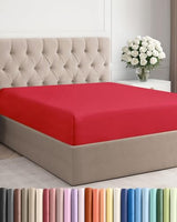 Queen Fitted Bed Sheet - Bottom Single Fitted Sheet Only - Ultra-Soft Hotel Luxury Bedding w/ 8-16 Inch Deep Pockets - Breathable, Cooling & Wrinkle Free - Easy-Care, Fade and Shrink Resistant - Red CGK Unlimited
