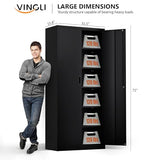 VINGLI Metal Garage Storage Cabinet with 2 Doors and 5 Adjustable Shelves, 71" Tall Steel Lockable File Cabinet, Locking Tool Cabinets for Home Office Garage Gym School (Black) VINGLI