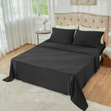 Yibeizi Twin Sheets Set, Black Cooling Hypoallergenic Microfiber Single Bed Sheets, Soft Oeko-Tex Extra Deep Pocket Sheets & Pillowcases Wrinkle Free Bedsheets Yibeizi