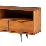 Walker Edison 3-Drawer Mid Century Modern Wood TV Stand for TV's up to 65" Flat Screen Cabinet Door Living Room Storage Entertainment Center, 58 Inch, Caramel Walker Edison