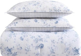Laura Ashley - Queen Comforter Set, Soft Cotton Bedding with a Medium Weight for Year Round Use, Reversible 3 Piece Bed Set with Matching Pillowcases (Belinda Chambray Blue) Laura Ashley