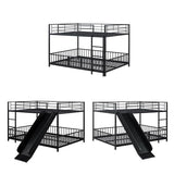 Harper & Bright Designs Full Over Full Metal Bunk Bed with Slide, Heavy Duty Bunk Bed with Small Door, Fence and Ladder for Girls Boys, Black Harper & Bright Designs