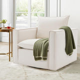 COLAMY Swivel Accent Chair, 34 Inches Wide Upholstered Arm Chair with Plump Back Pillow, Modern Sofa Living Room Chair for Bedroom, Corner, Reading Nook-Beige COLAMY