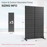 Metal Privacy Screen Outdoor, Freestanding Balcony Privacy Fence Panel for Patio, AC Unit Cover, Decorative Outdoor Room Divider (71", Black Louvered, 5 Panels) PolarcoForgeco