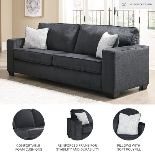 Signature Design by Ashley Altari Modern Queen Sofa Sleeper with 2 Accent Pillows, Dark Gray Signature Design by Ashley