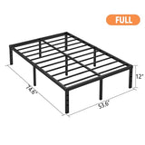 Hafenpo 12 Inch Full Bed Frame - Sturdy Metal Platform Full Size, No Box Spring Needed, Heavy Duty, Easy Assembly, Strong Bearing Capacity, Under Bed Storage, Black Hafenpo