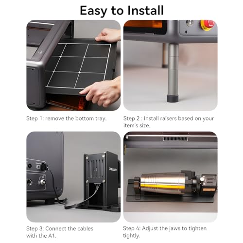 Creality Laser Rotary Roller Pro, 4-in-1 Y-axis Rotary Chuck for Creality Falcon Series Laser Engravers, Includes M6 Riser for Falcon A1, Multi-Function Rotary Kit with Goggles for Cylindrical Objects SainSmart