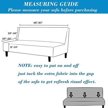 Stretch Armless Futon Cover with Skirt Knitted Jacquard Futon Sofa Bed Cover Machine Washable Futon Couch Cover Futon Sofa Cover Furniture Bed Protector with Elastic Bottom for Kids,Pets(Coffee) HFCNMY