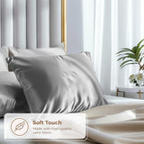 Pure Bedding Satin Pillowcase 2 Pack - Queen Size (20"x30", Grey) - Silky Pillow Cases for Hair and Skin - Satin Pillow Covers with Envelope Closure - Extra Soft Premium Microfiber Pure Bedding