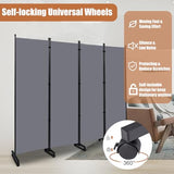 Room Divider Portable 88'' Partition Room Dividers and Folding Privacy Screens 4 Panel Wall Divider for Room Separation，Freestanding Fabric Room Divider Panel with Wheels for Home Office Hospital HOMSCREENER