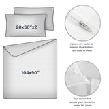 Amolavet Hotel Bedding Duvet Cover King Size Cotton White Satin Pin Striped Textured with Zipper - Duvet Cover King 3 Pcs Set 104x90 - Comforter Cover/Quilt Cover King Size Amolavet