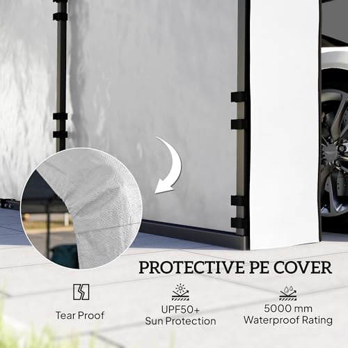 Outsunny Carport Replacement Sidewall Panels Set of 4 for 10' x 15' Carports, UPF50+ Waterproof PE Tarp Replacement Side Wall Cover with Zipper Door, Top Cover and Frame Not Included, White Outsunny