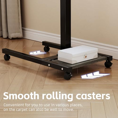 Furist Overbed Table with Wheels Adjustable Height, Mobile Standing Stand Up Rolling Laptop PC Desks with Tilting Top Height Tray Side Computer Workstation for Bedroom on Hospital Home Use, Black Furist