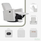 Evolur Raleigh Glider in Fog, Upholstered Plush Seating 360° Swivel Glider Rocking Chair, FSC Certified, Greenguard Gold & JPMA Certified Nursery Glider Recliner Evolur