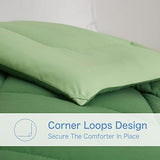 BedTreat Down Alternative Comforter Twin Duvet Insert with Corner Tabs, All Season Quilted Bed Comforter Box-Stitched Twin Comforter Olive Green and Grass Green，Machine Washable Microfiber Bedding BedTreat
