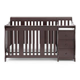 Storkcraft Portofino 5-in-1 Convertible Crib and Changer (Espresso) – Crib and Changing -Table Combo with 3 Drawers, Includes Baby Changing Pad, Converts to Full-Size Bed Storkcraft