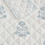 Martha Stewart - King Quilt Set, 100% Cotton Reversible Bedding Set, Incredibly Soft Feel for Year Round Comfort, 3 Piece Bed Set with Matching Pillowcases (Flower Block Print Blue) Martha Stewart