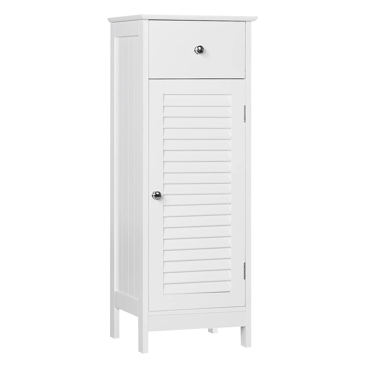 Yaheetech White Bathroom Storage Cabinet with Drawer and Shutter Door - Versatile Organizer Unit for Any Room - WoodArtSupply