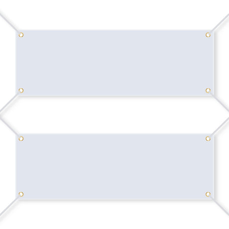 2 Pieces Large Blank Banners, 2x6 Feet White Polyester Oxford Sublimation Banners with Hanging Rope for Indoor Outdoor Display, DIY Blank Banners for Wall Signs, Painting, and Writing, and Party Decoration GCTWFYK