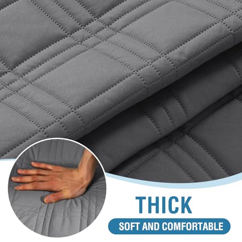 H.VERSAILTEX 100% Waterproof Futon Cover Reversible Futon Slipcover Armless Sofa Slipcover Furniture Protector Seat Width Up to 70" Washable with Adjustable Elastic Strap Anti-Slip, Grey/Beige H.VERSAILTEX