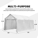 GDY 17 x 10ft Heavy Duty Carport Canopy with Sidewalls Waterproof Garage Car Shelter Enclosed Storage Shed, White GDY