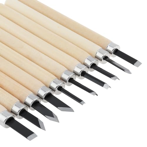 OriGlam 10pcs Professional Wood Carving Chisel Set, Carbon Steel Wood Carving Tools, Woodworking Chisels Wood Chisel Kits, Power Grip Carving Tools Great for Carving Woodworking Beginners & Kids OriGlam