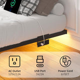 YORMDMO Floating Bed Frame Twin Size, Heavy Duty Bedframe with Smart LED Lights & Charging Station, Modern Metal Platform Bed, Easy Assembly No Box Spring Needed, 8 Inch YORMDMO