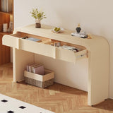 Modern Curved Entryway Console Table 55-Inch Entry Sofa Table with Storage Drawers for Living Room Entrance Hallway Accent Furniture (Apricot Cream) Amposei