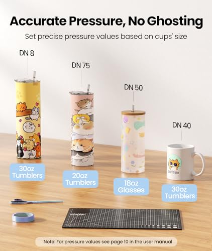 EENOUR Auto Tumbler Heat Press Machine - Seamless Automatic Rotation Full Print Heat Press with Pressure Setting, 4 Memory Modes, Even Heating for 11-32oz Sublimation Tumblers, Mug, Glasses ( - WoodArtSupply