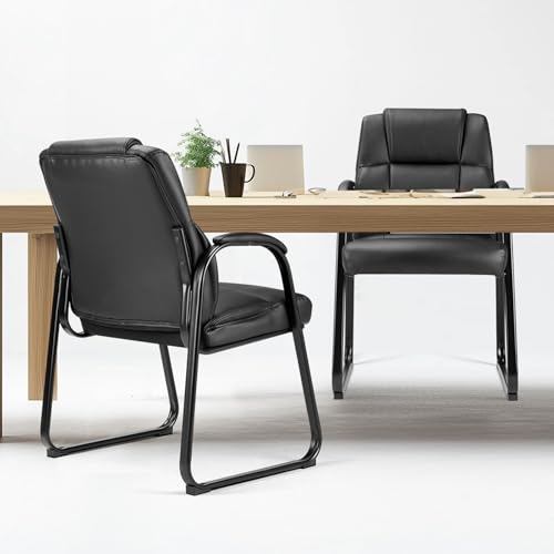 DUMOS Office Desk Guest Chair Set of 8, Leather Waiting Room Chairs with Padded Arms for Elderly Home Reception Area Conference Room Lobby Side breakroom DUMOS