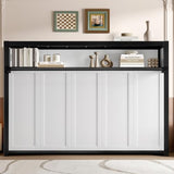 Metal Twin Size Murphy Bed with Shelves, Metal Foldable Wall Bed Chest Bed, White Bellemave