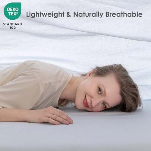 Yibeizi Light Blue 100% Washed Cotton Linen Like Duvet Cover Set Full Size, 3 Pieces, 1 Duvet Cover 80x90 Inches and 2 Pillow Shams, Soft Breathable Comforter Covers Zipper Closure Yibeizi