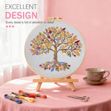 Huacan Embroidery Kit for Beginners Colorful Tree of Life Embroidery Kit, DIY Hand Embroidery Set with Pattern