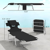 Outsunny Chaise Lounge Chair Outdoor Set of 2 with Face Arm Hole, 5-Position Reclining Face Down Tanning Chair with Carry Strap, Side Pocket, Portable Folding Bed Cot for Patio Beach Pool, Black