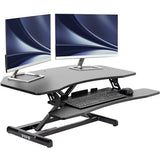 VIVO Corner Height Adjustable 38 inch Standing Desk Converter, Quick Sit to Stand Tabletop Dual Monitor Riser Workstation, DESK-V037MC VIVO